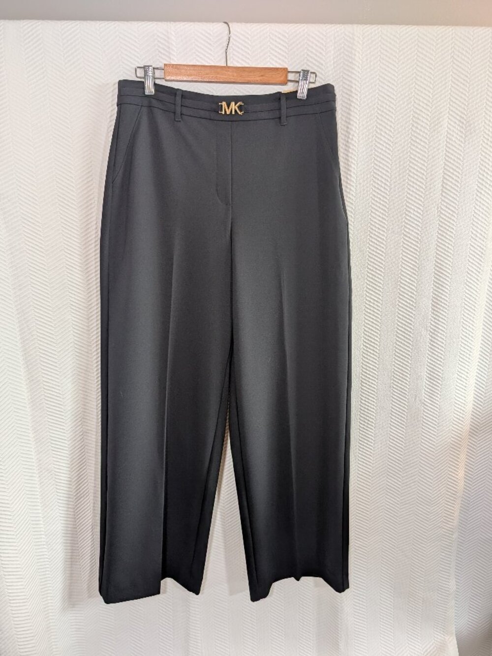 MICHAEL Michael Kors High‑Rise Wide Leg Crop Trousers Black Pants Size 10 NWT